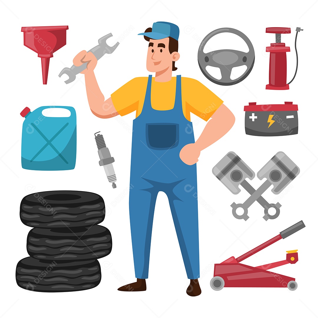 Jovem mecânico Reparo automotivo e manutenção profissional