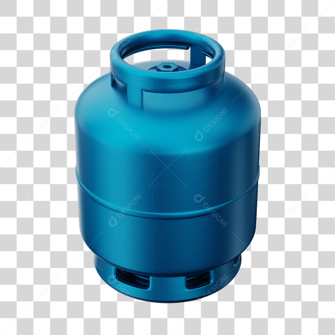 Botijão de Gás Azul Elemento 3D PNG Transparente