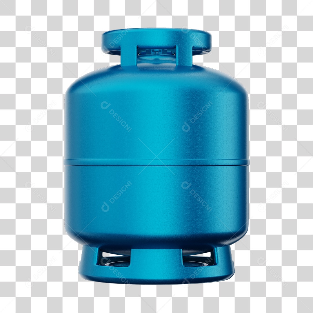 Botijão de Gás Azul Elemento 3D PNG Transparente