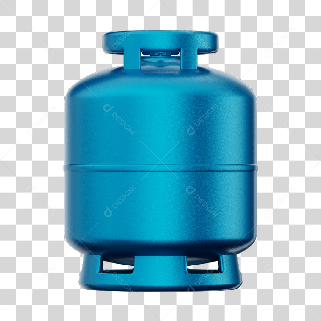 Botijão de Gás Azul Elemento 3D PNG Transparente