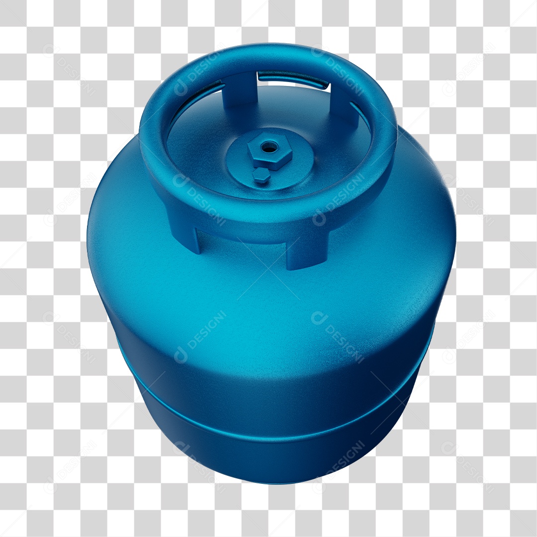 Botijão de Gás Azul Elemento 3D PNG Transparente