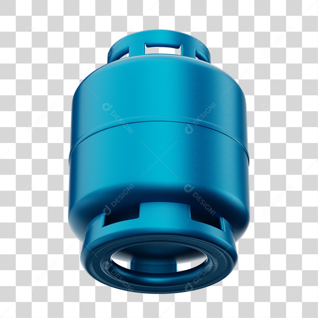 Botijão de Gás Azul Elemento 3D PNG Transparente