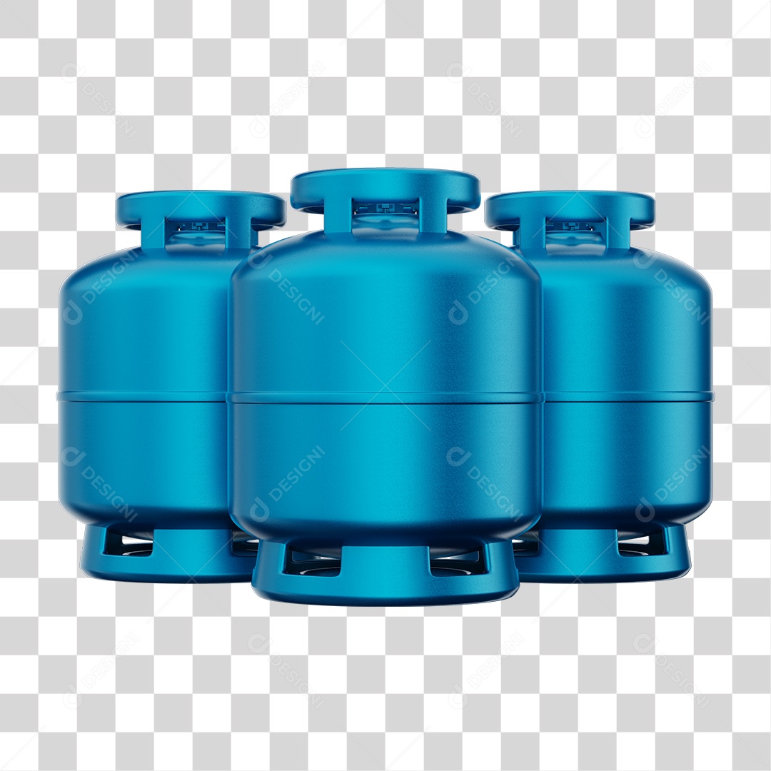 Botijão de Gás Azul Elemento 3D PNG Transparente