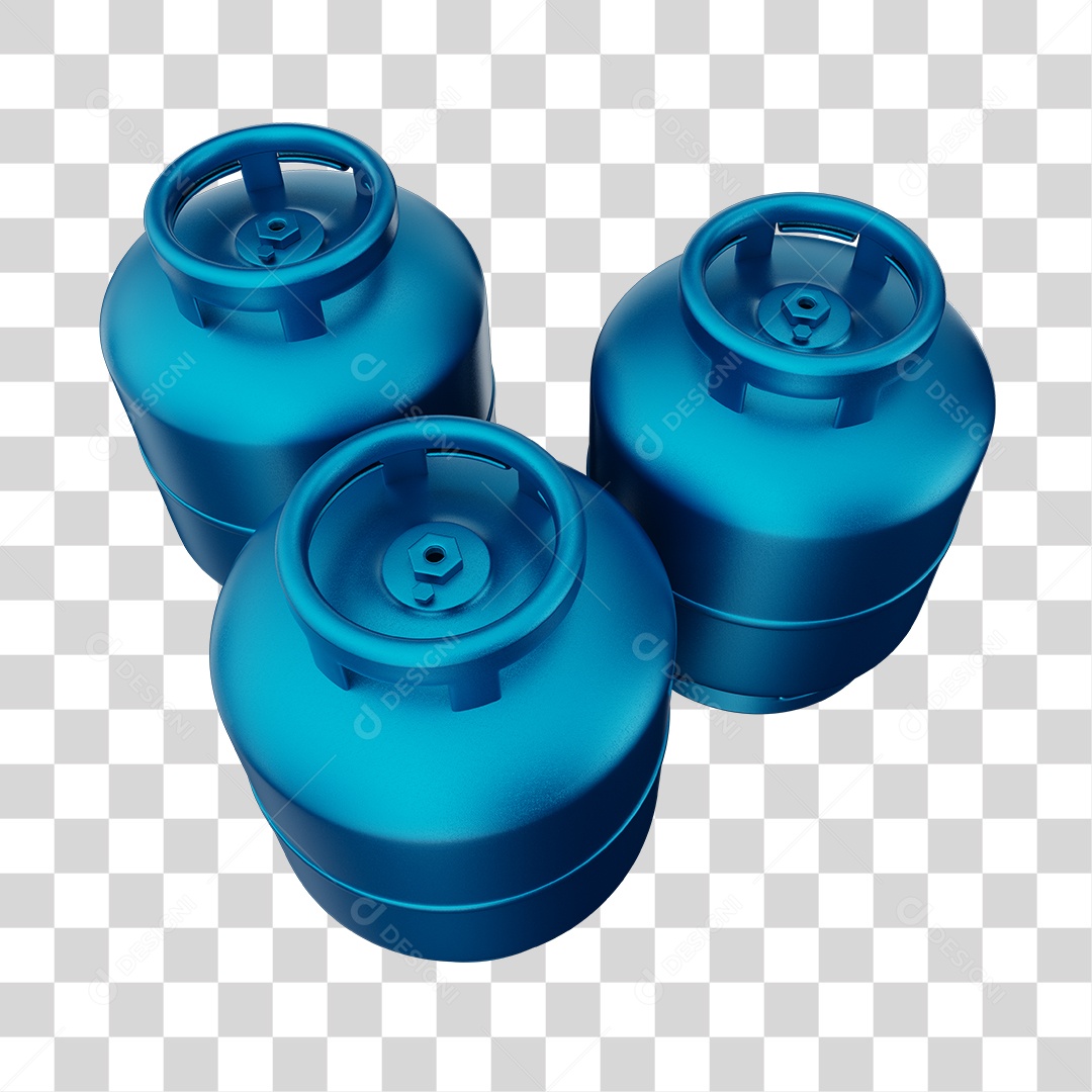 Botijão de Gás Azul Elemento 3D PNG Transparente