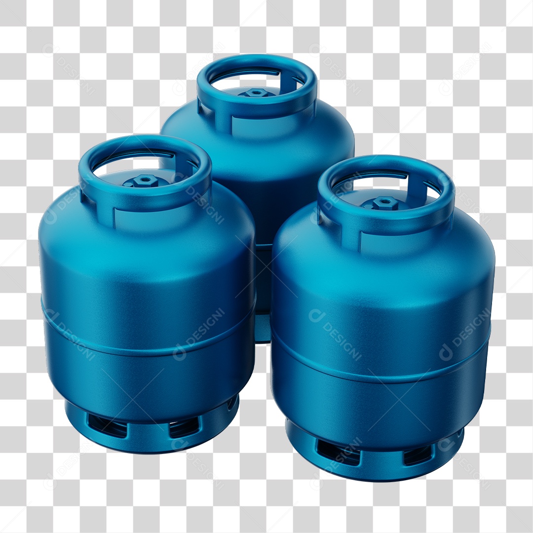 Botijão de Gás Azul Elemento 3D PNG Transparente