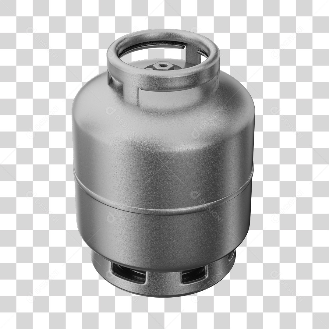 Botijão de Gás Cinza Elemento 3D PNG Transparente
