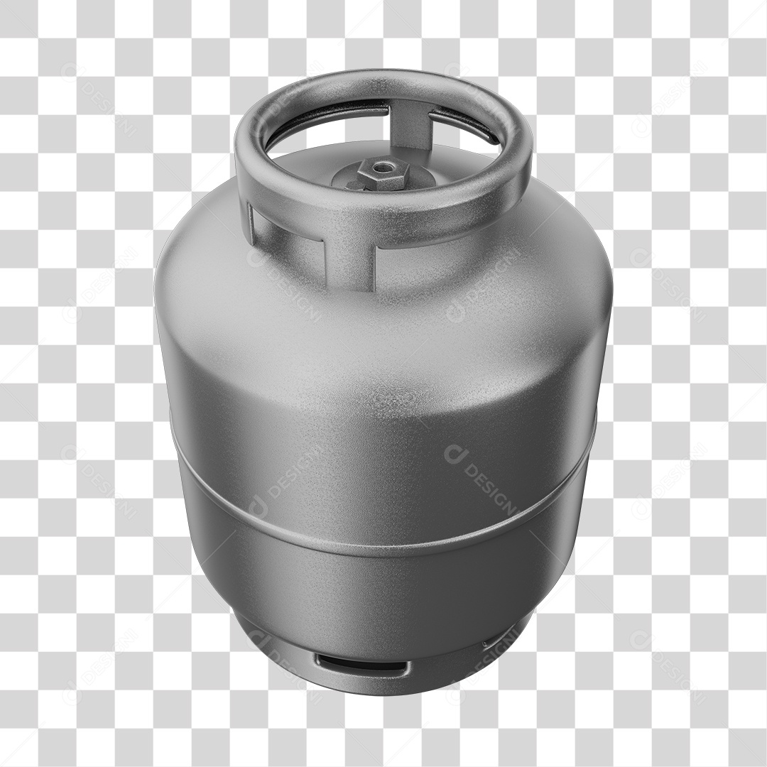 Botijão de Gás Cinza Elemento 3D PNG Transparente