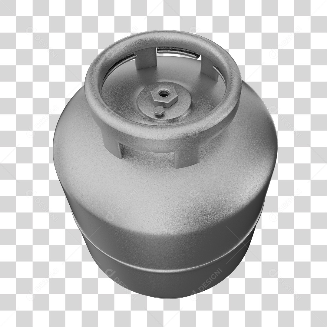 Botijão de Gás Cinza Elemento 3D PNG Transparente
