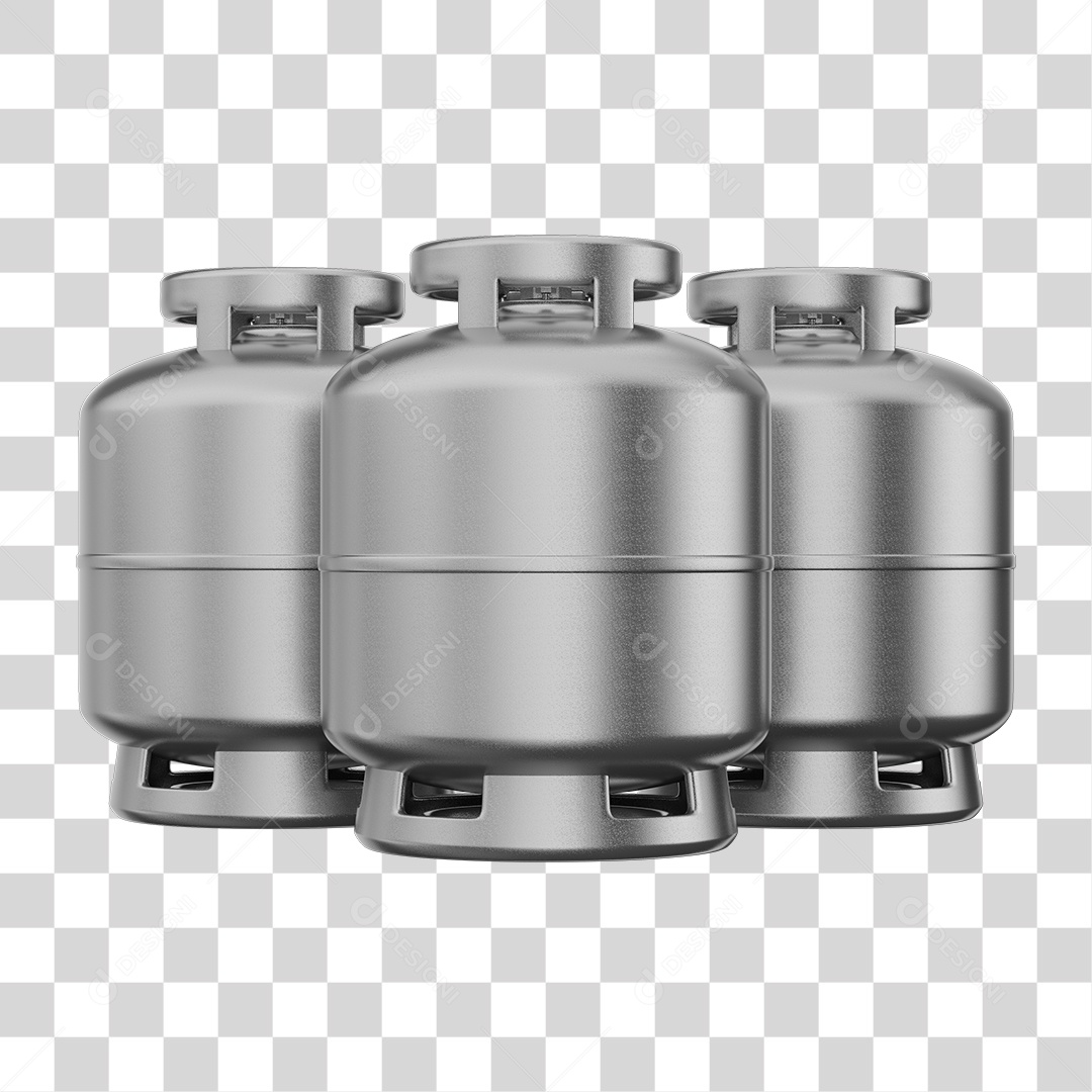 Botijão de Gás Cinza Elemento 3D PNG Transparente