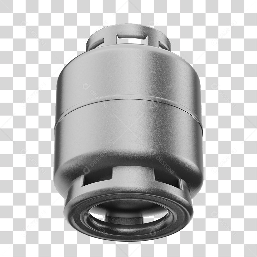 Botijão de Gás Cinza Elemento 3D PNG Transparente