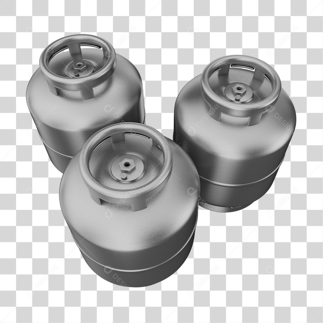 Botijão de Gás Cinza Elemento 3D PNG Transparente