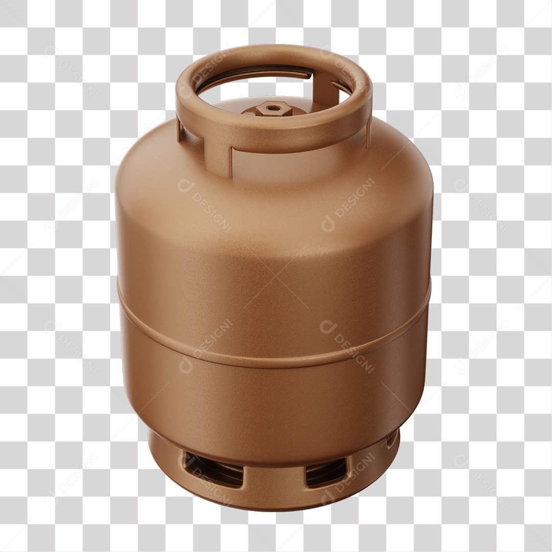 Botijão de Gás Marron Elemento 3D PNG Transparente