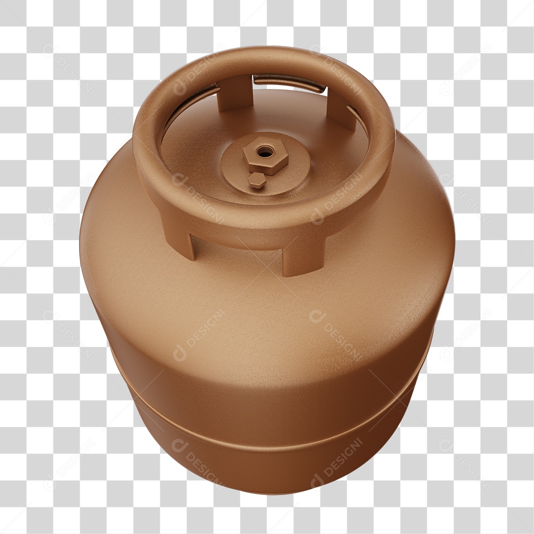 Botijão de Gás Marron Elemento 3D PNG Transparente