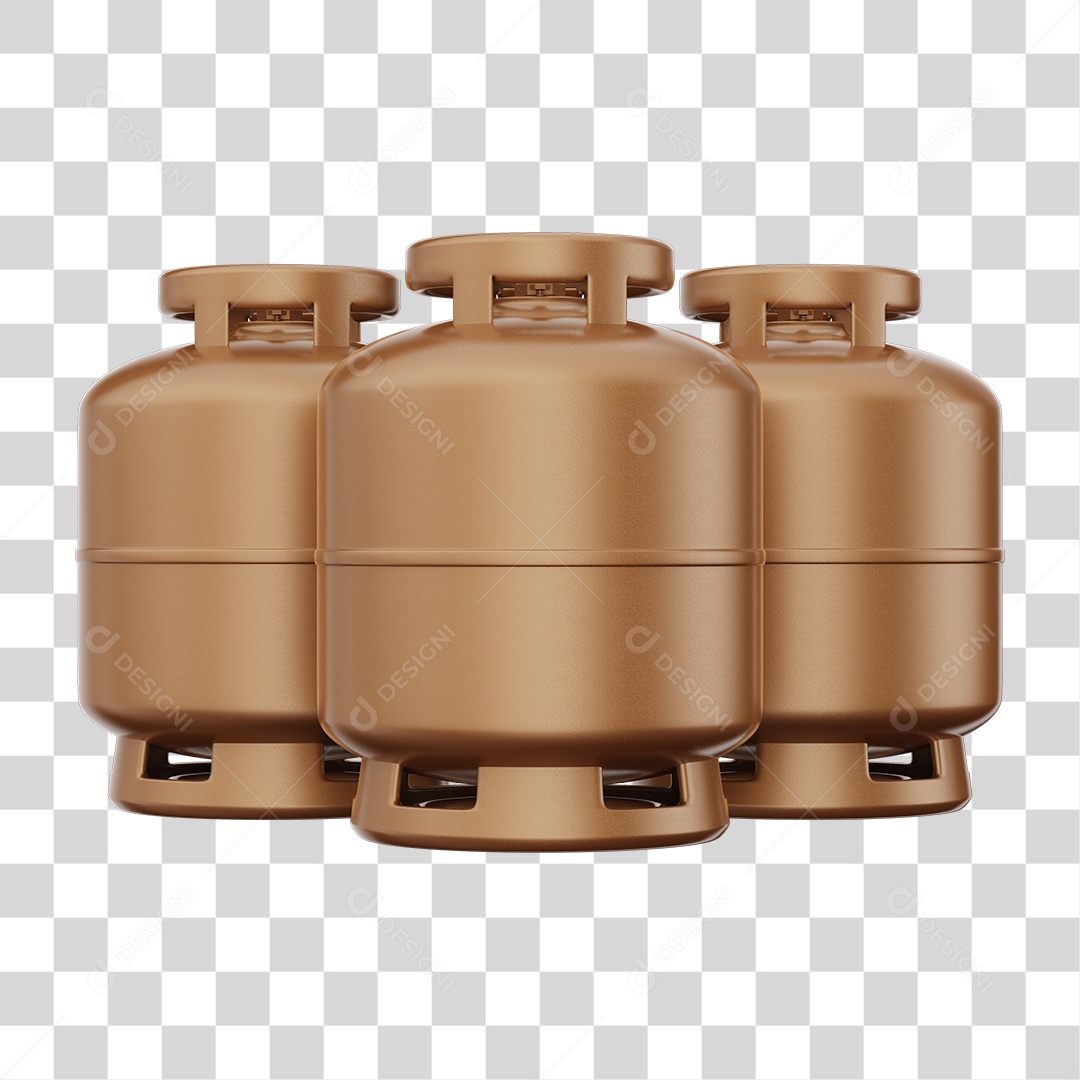 Botijão de Gás Marron Elemento 3D PNG Transparente