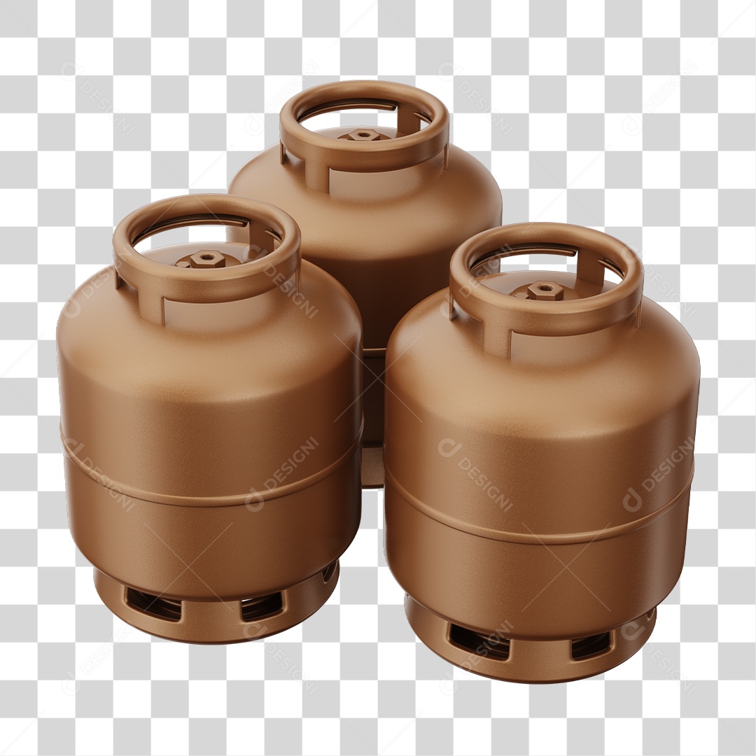 Botijão de Gás Marron Elemento 3D PNG Transparente