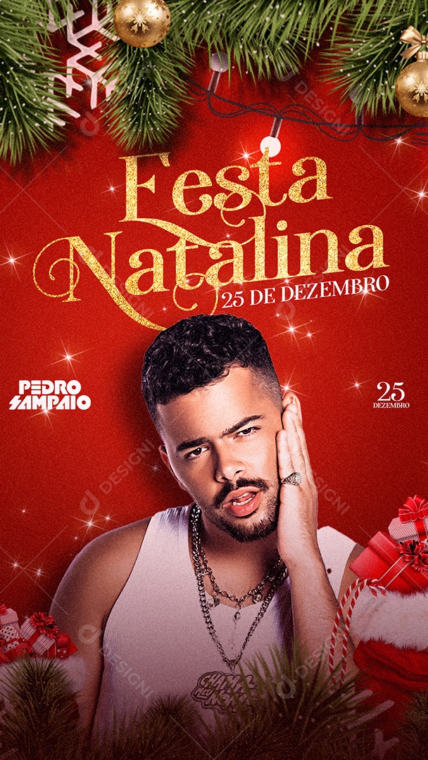 Story Festa Natalina Pedro Sampaio Flyer Social Media PSD Editável