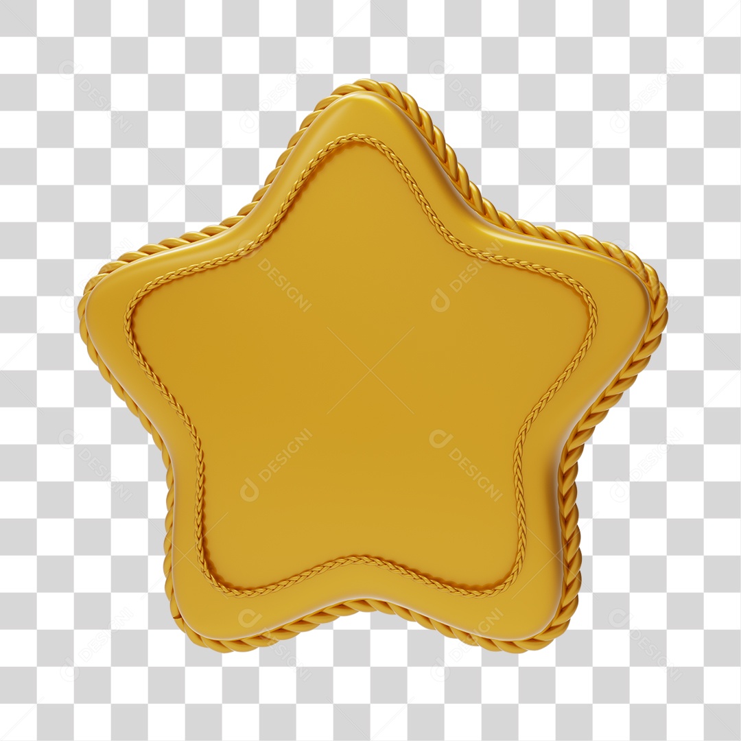 Estrela Dourada para Natal Elemento 3D PNG Transparente