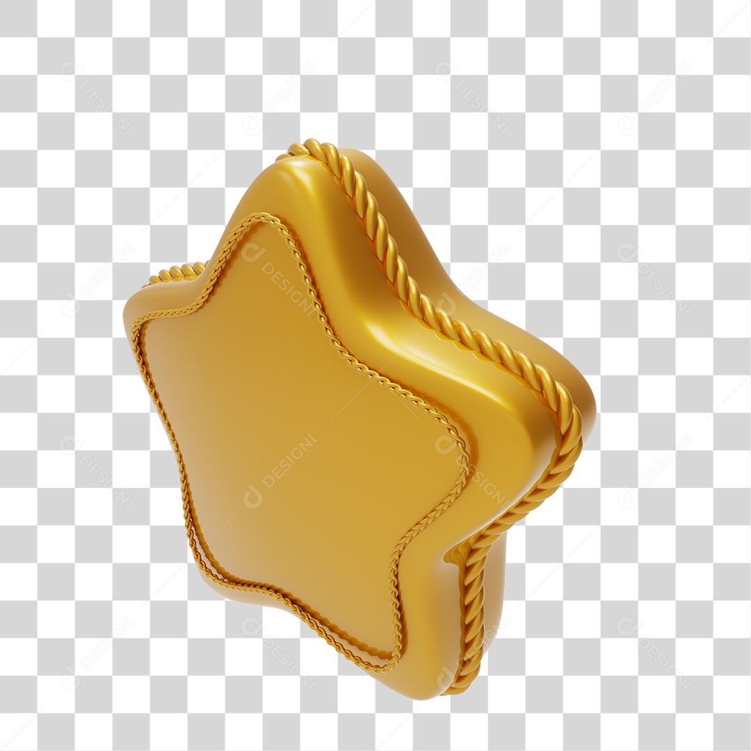 Estrela Dourada para Natal Elemento 3D PNG Transparente