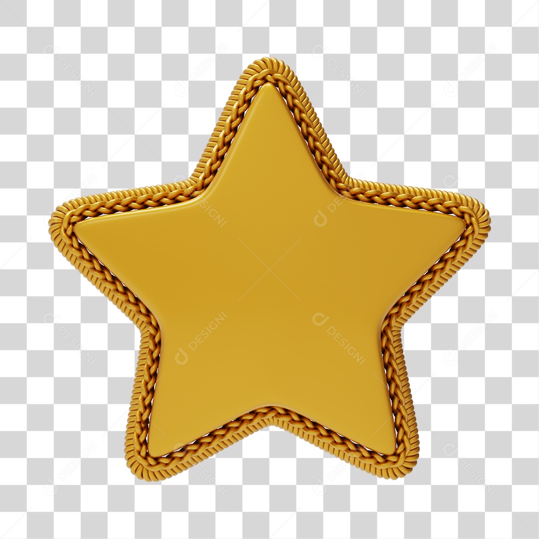 Estrela Dourada para Natal Elemento 3D PNG Transparente