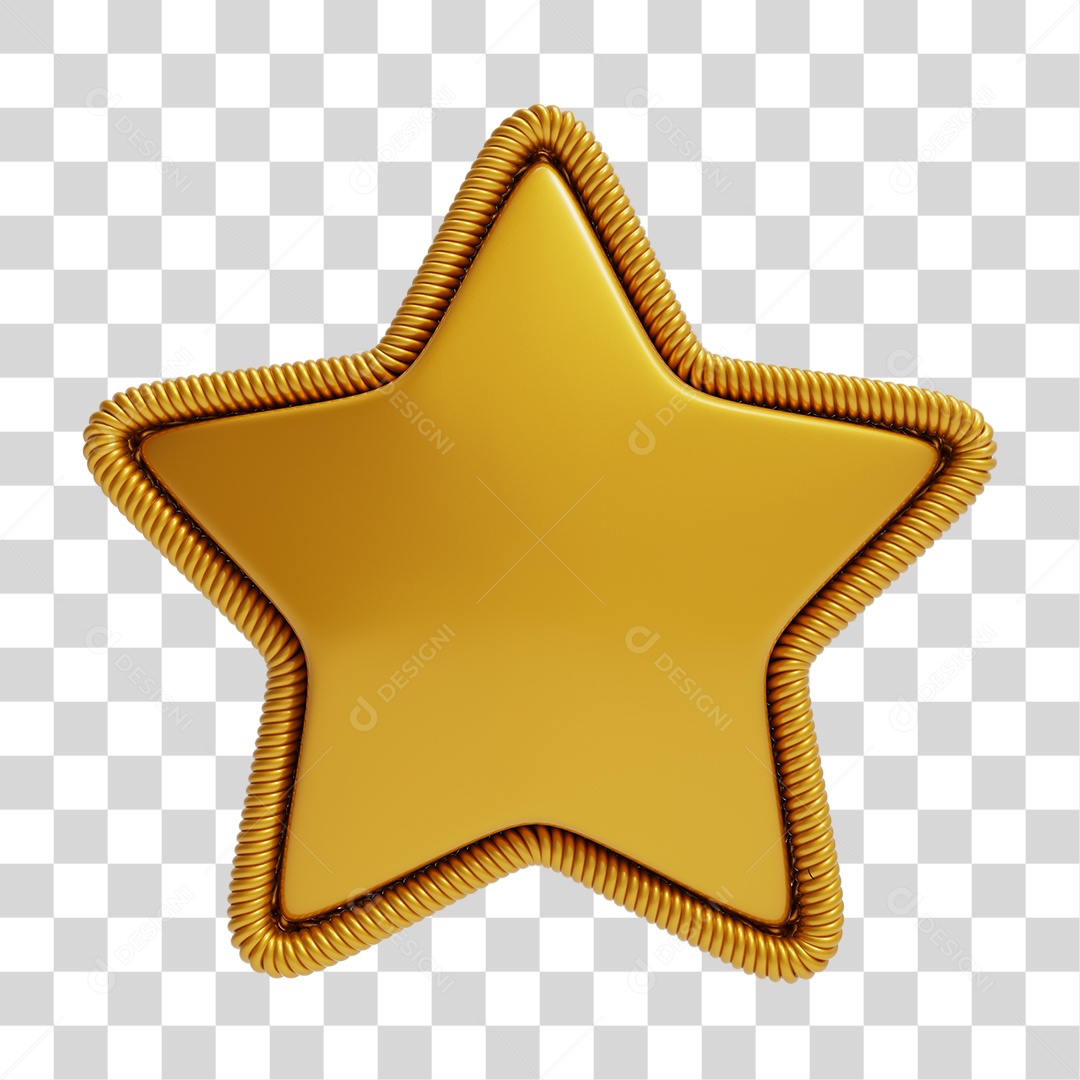 Estrela Dourada para Natal Elemento 3D PNG Transparente