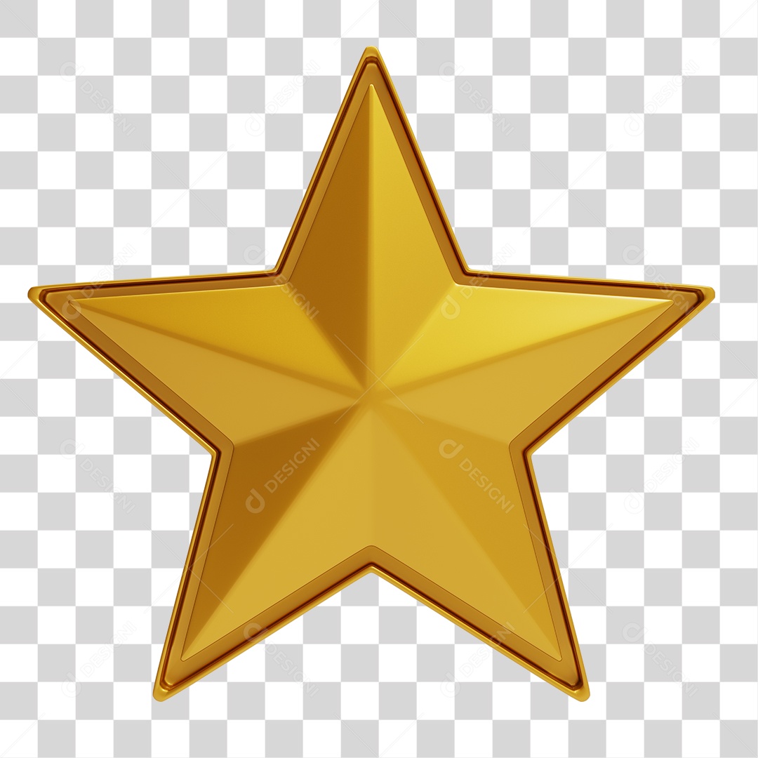 Estrela Dourada para Natal Elemento 3D PNG Transparente
