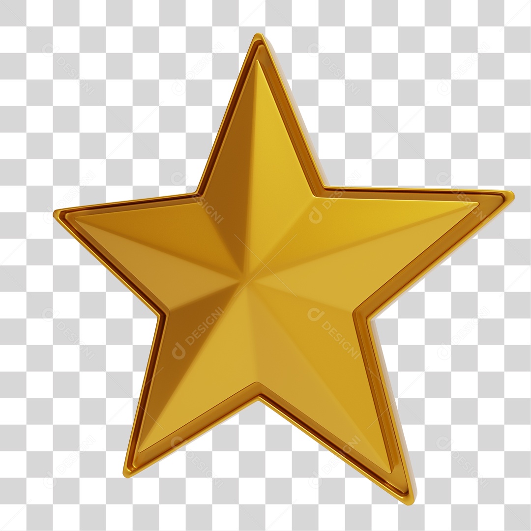 Estrela Dourada para Natal Elemento 3D PNG Transparente