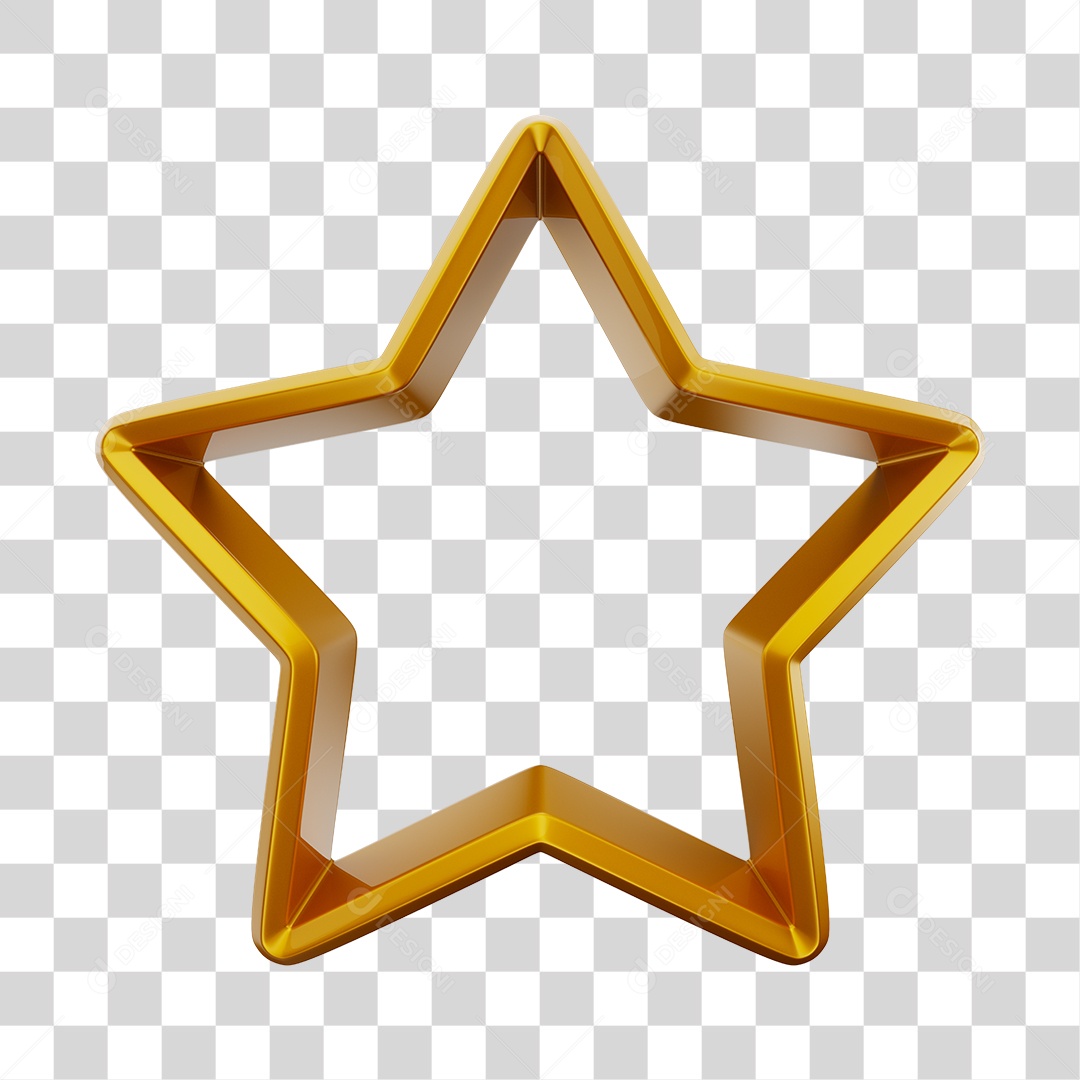 Moldura de Estrela Dourada para Natal PNG Transparente