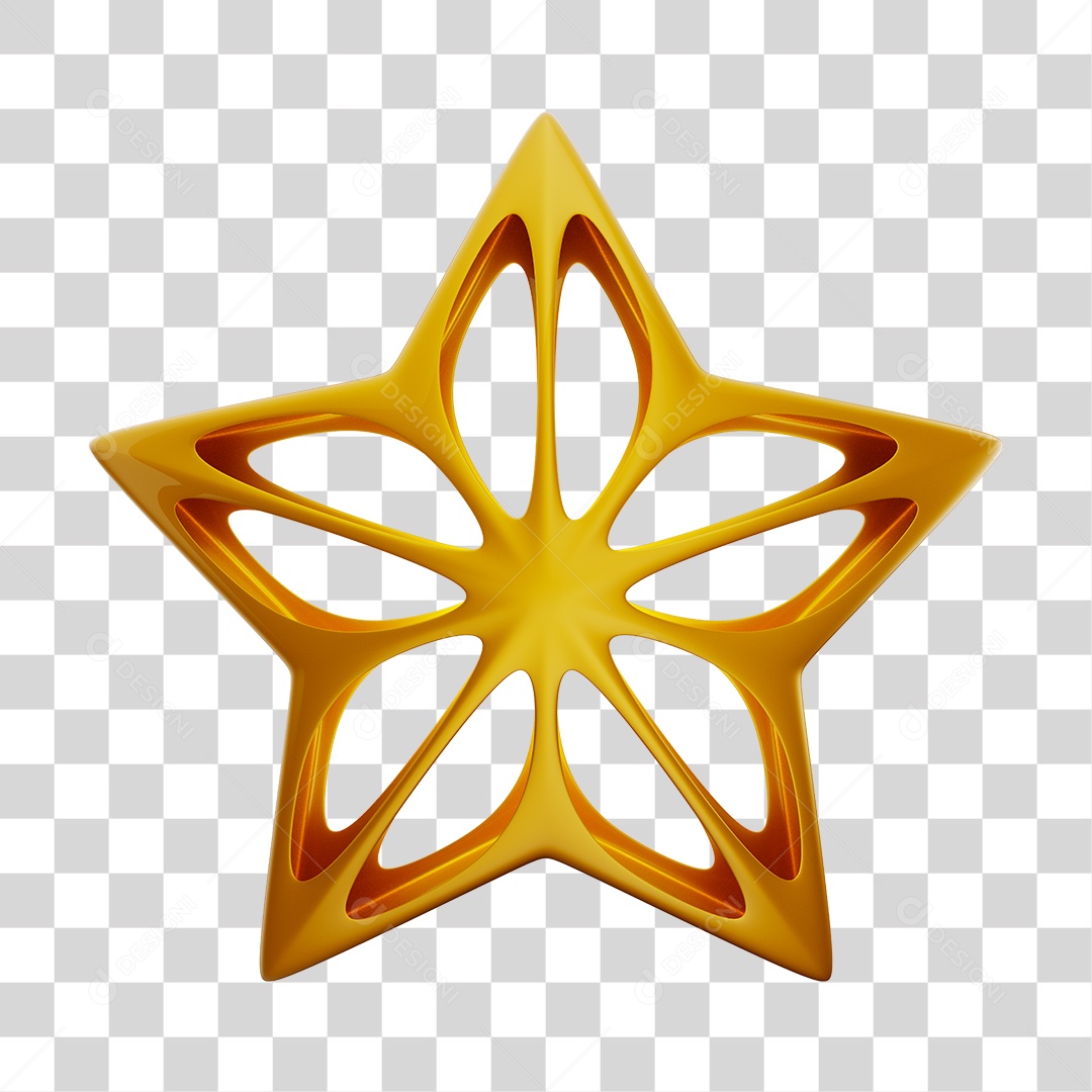Estrela Dourada de Natal PNG Transparente