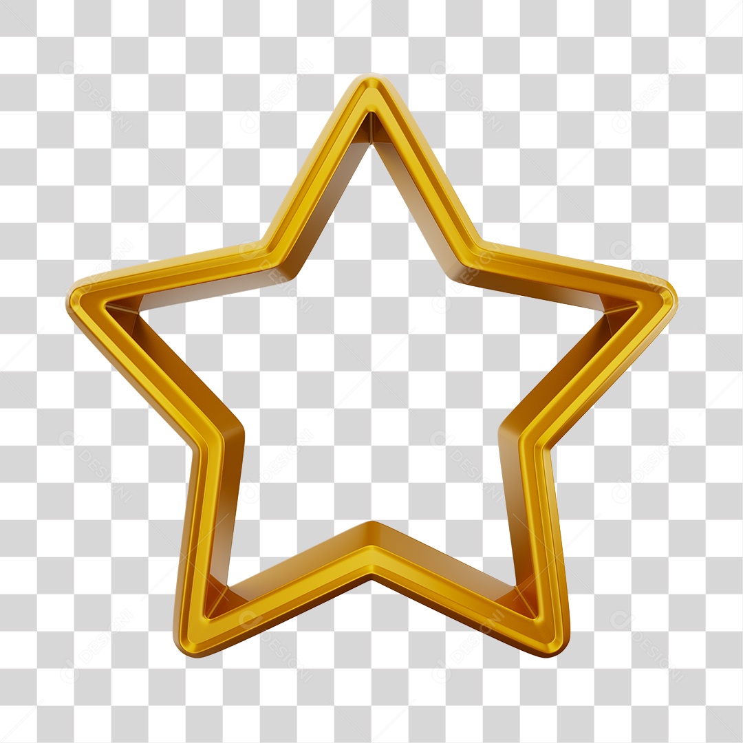 Moldura de Estrela Dourada para Natal PNG Transparente