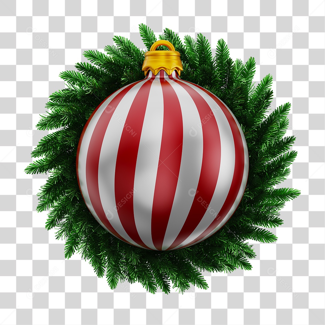 Christmas Decoration Ball Red and White with Garland Transparent PNG