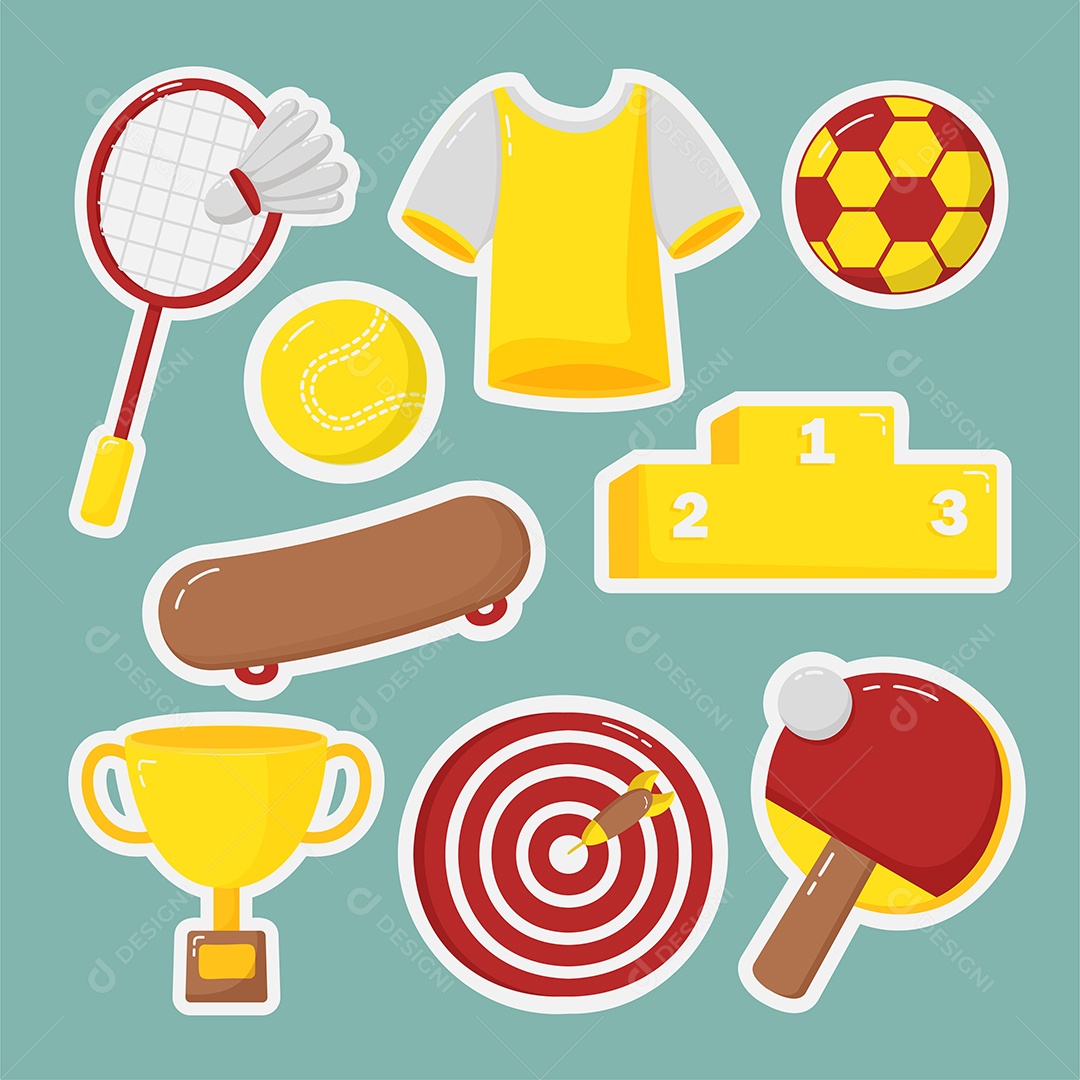 Conjunto de bolas esportivas e equipamentos de objetos para exercícios