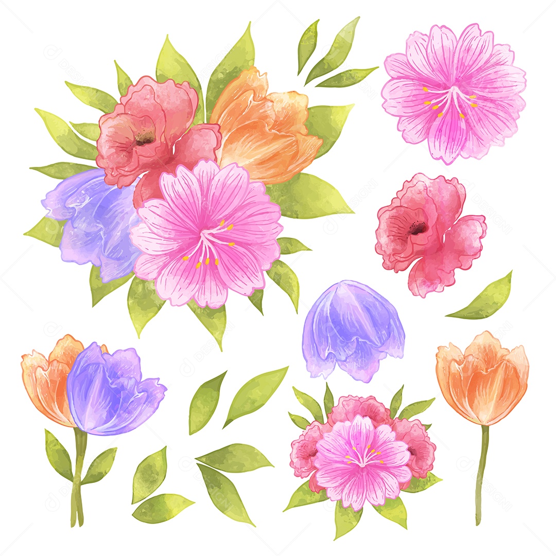 Lindo buquê de flores e deixe para decoração em água