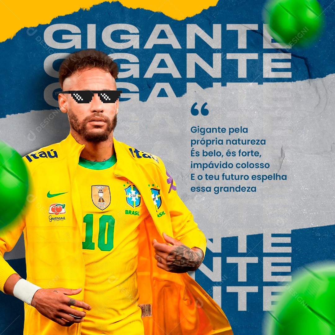 Gigante Pela Própria Natureza És Belo És Forte Brasil Copa Mundo Futebol Social Media PSD Editável