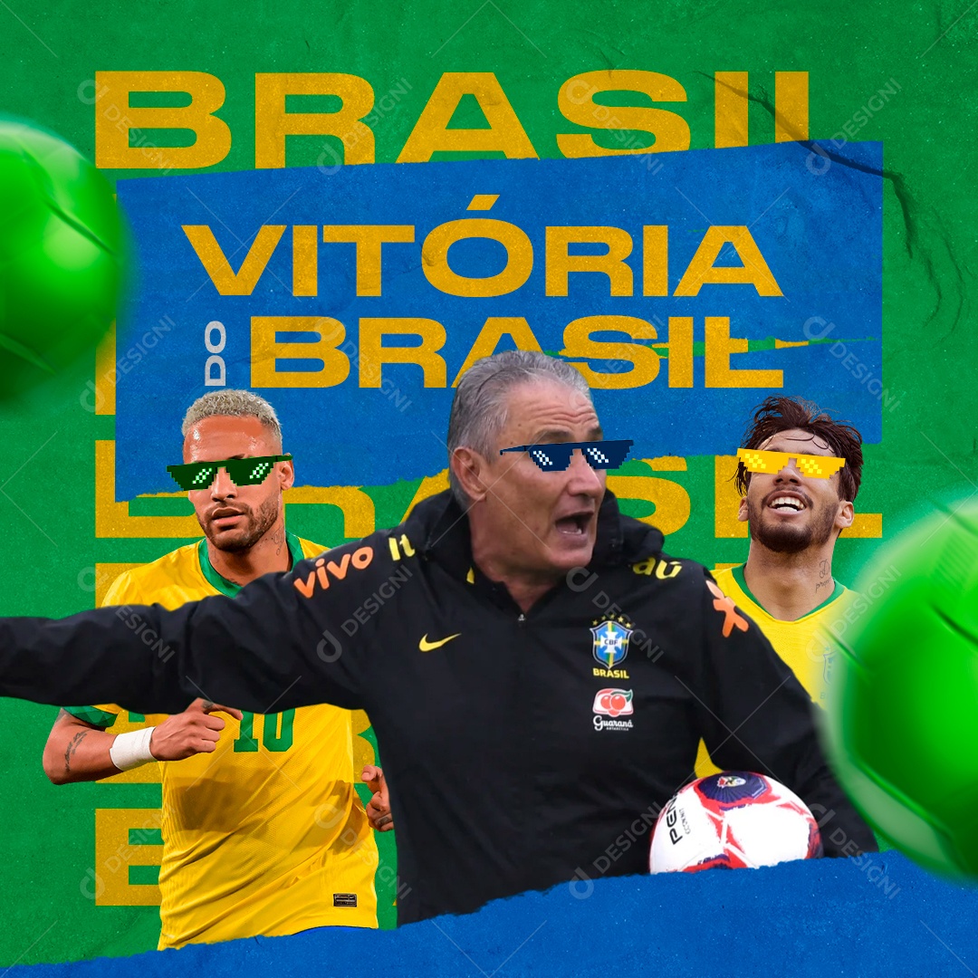 Vitória do Brasil Copa Mundo Futebol Social Media PSD Editável