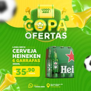 Copa de Ofertas Cerveja Heineken 6 Garrafas Distribuidoras Social Media PSD Editável
