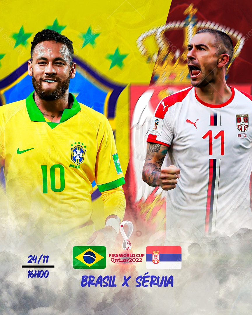 Flyer Brasil X Sérvia Campeonato Social Media PSD Editável