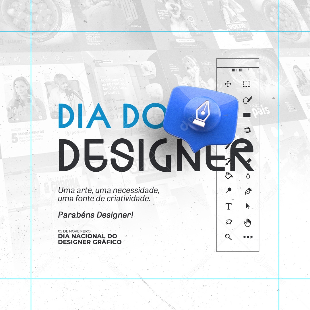 Dia do Designer Gráfico 5 de Novembro Parabéns Social Media PSD Editável