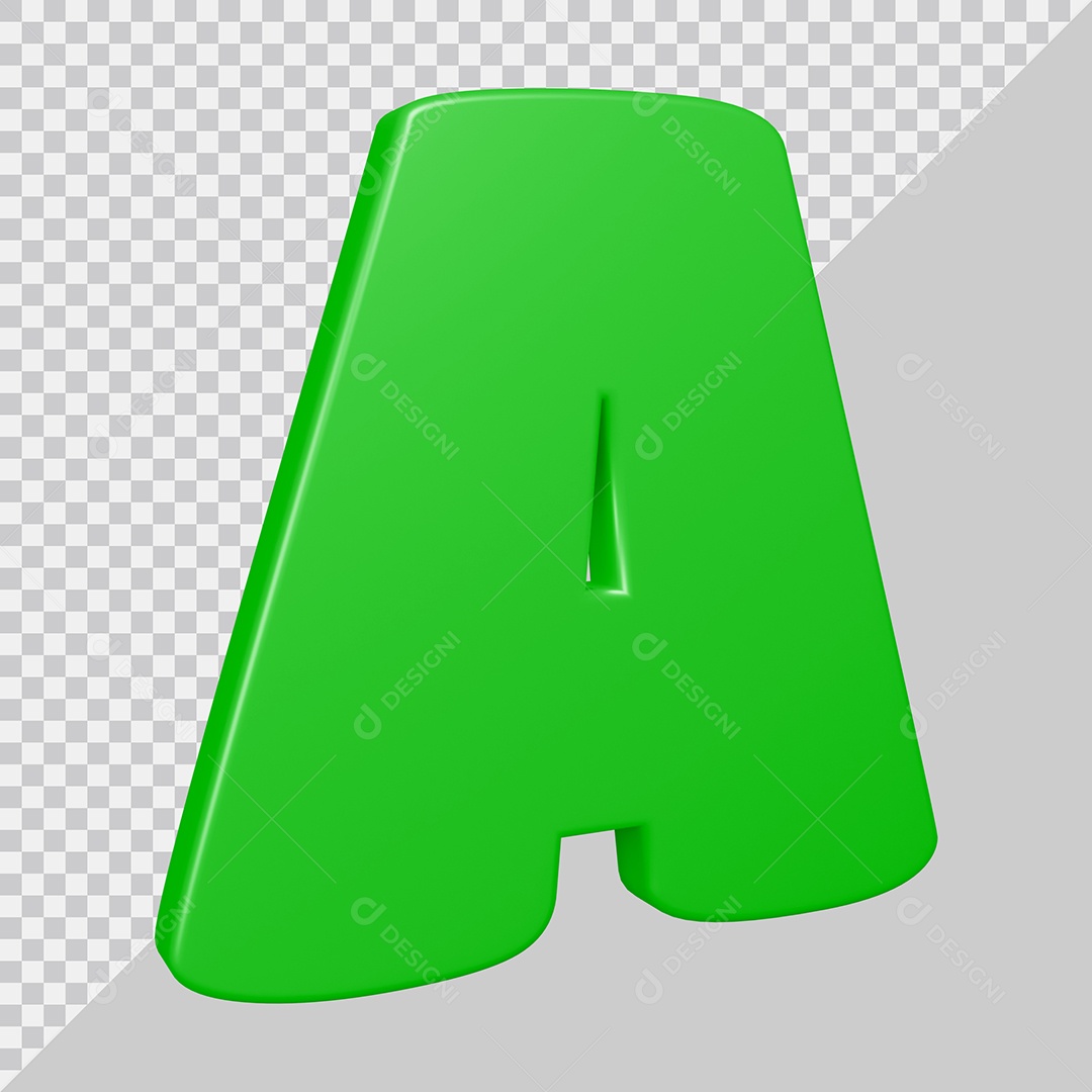 Elemento 3D Para Composição Letra A Verde PSD