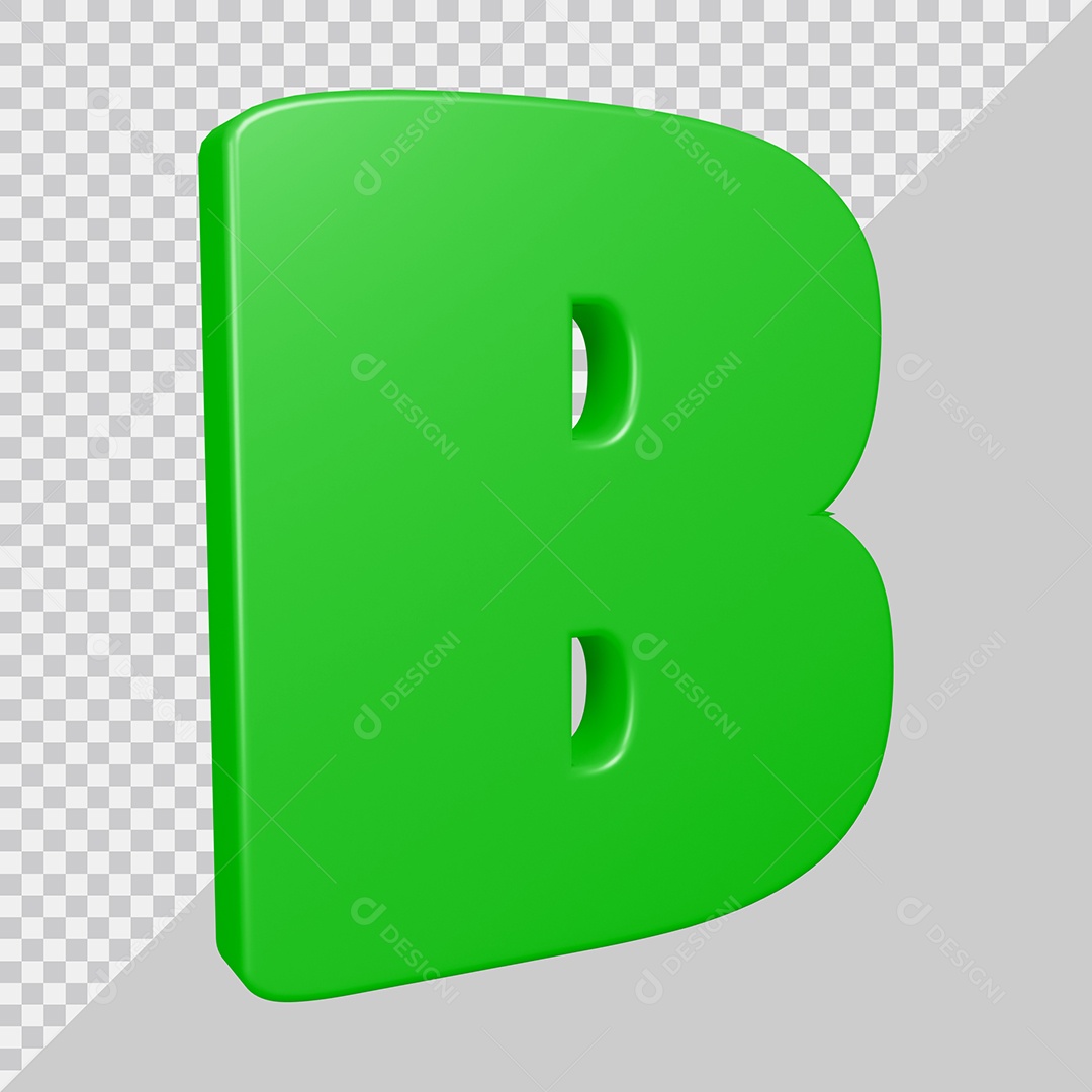 Elemento 3D Para Composição Letra B Verde PSD