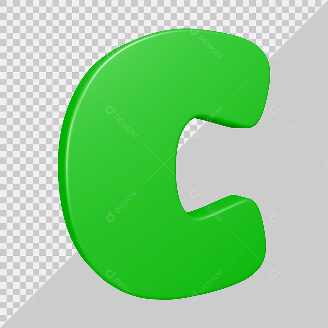 Elemento 3D Para Composição Letra C Verde PSD
