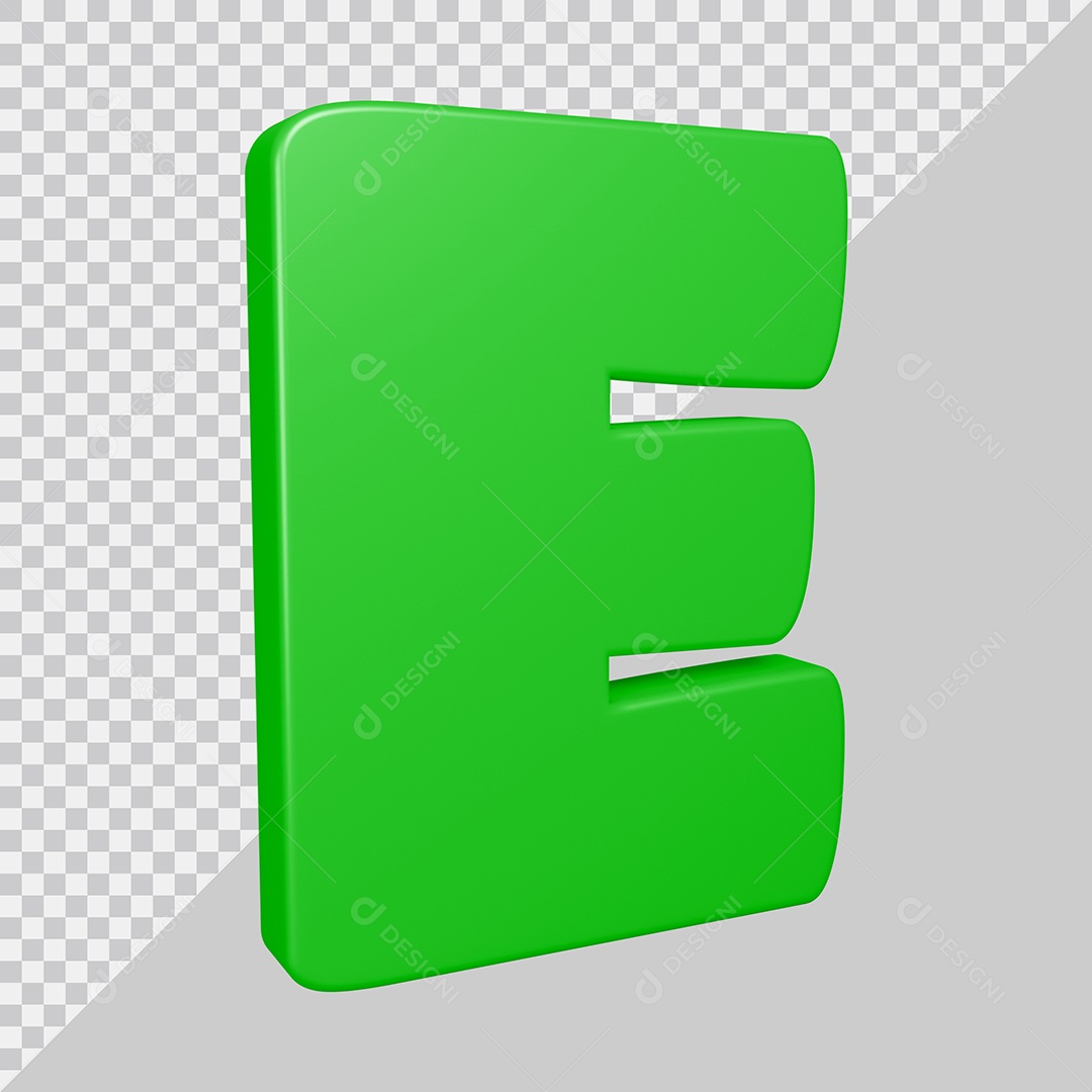 Elemento 3D Para Composição Letra E Verde PSD