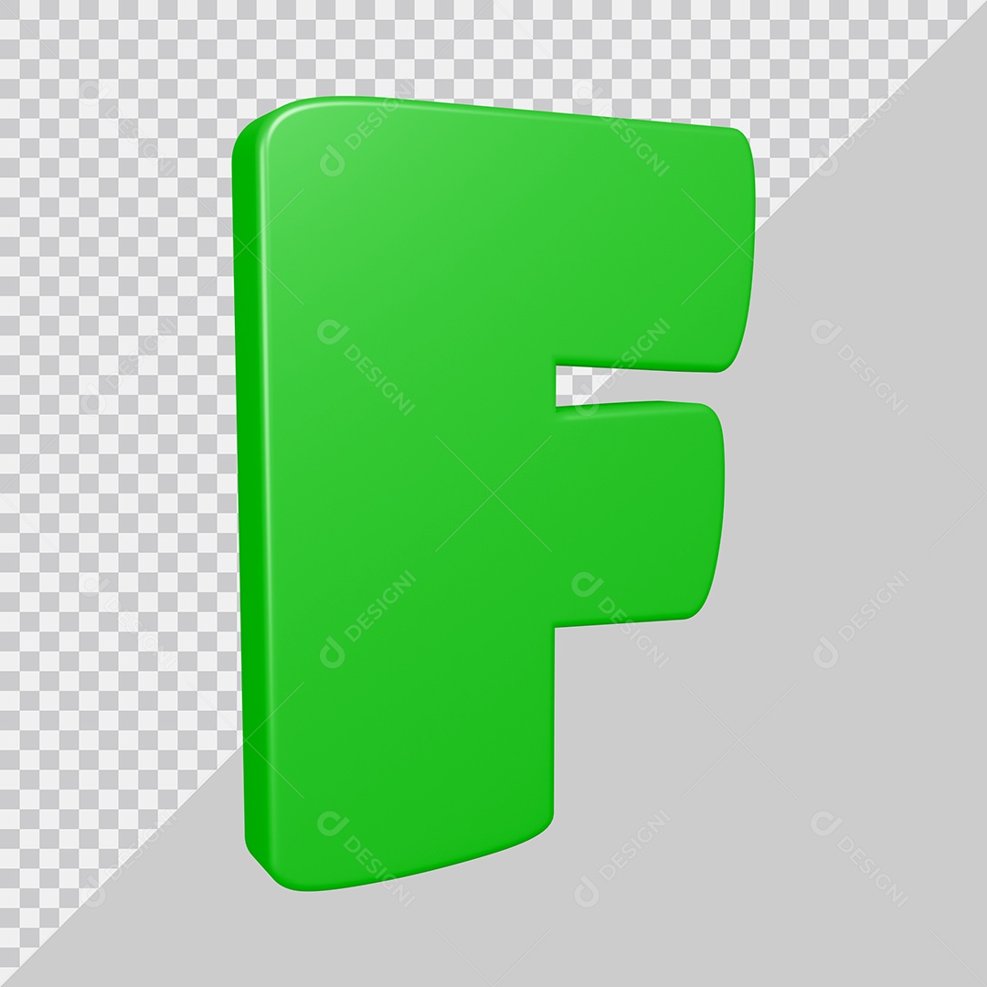 Elemento 3D Para Composição Letra F Verde PSD