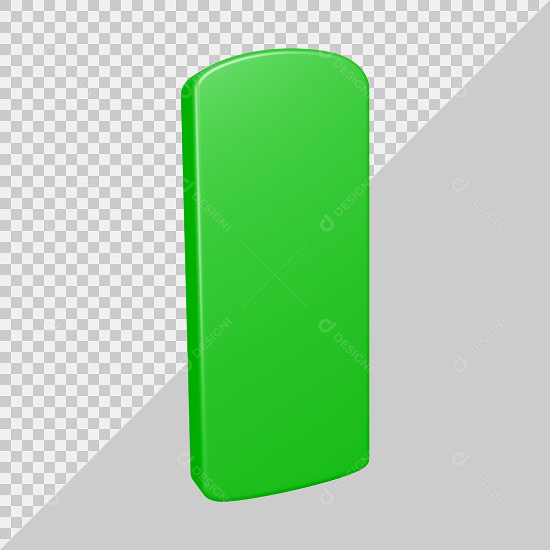 Elemento 3D Para Composição Letra I Verde PSD