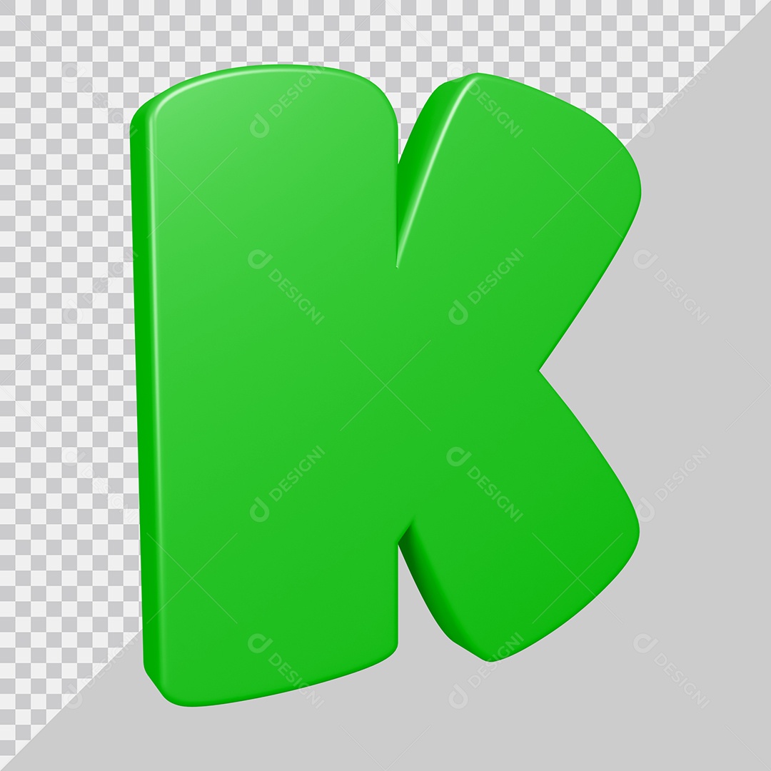 Elemento 3D Para Composição Letra K Verde PSD