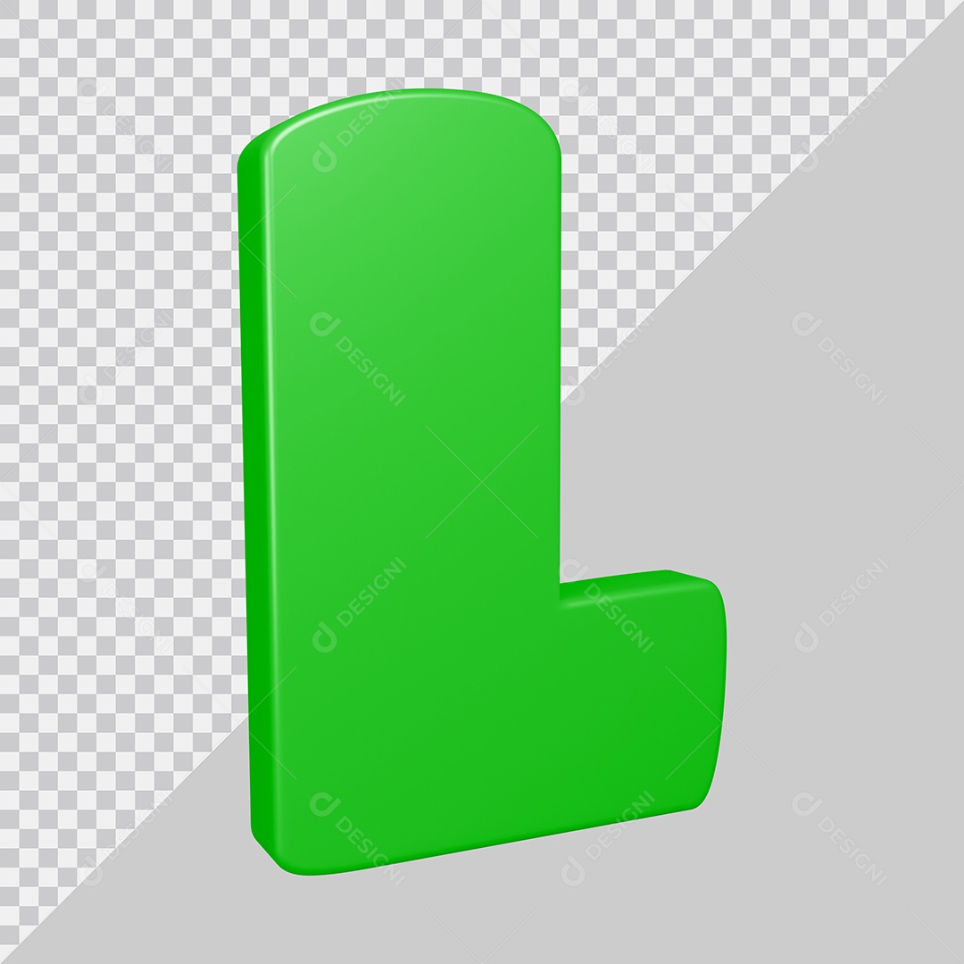 Elemento 3D Para Composição Letra L Verde PSD