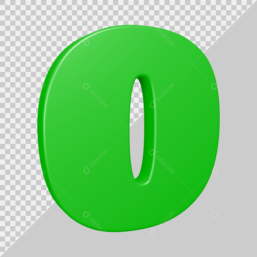 Elemento 3D Para Composição Letra O Verde PSD