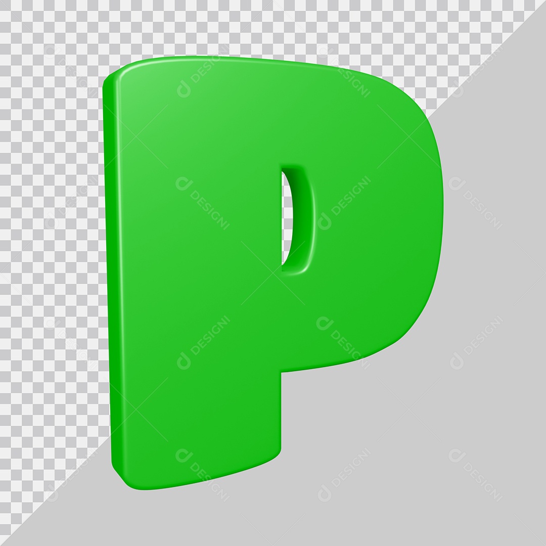 Elemento 3D Para Composição Letra P Verde PSD