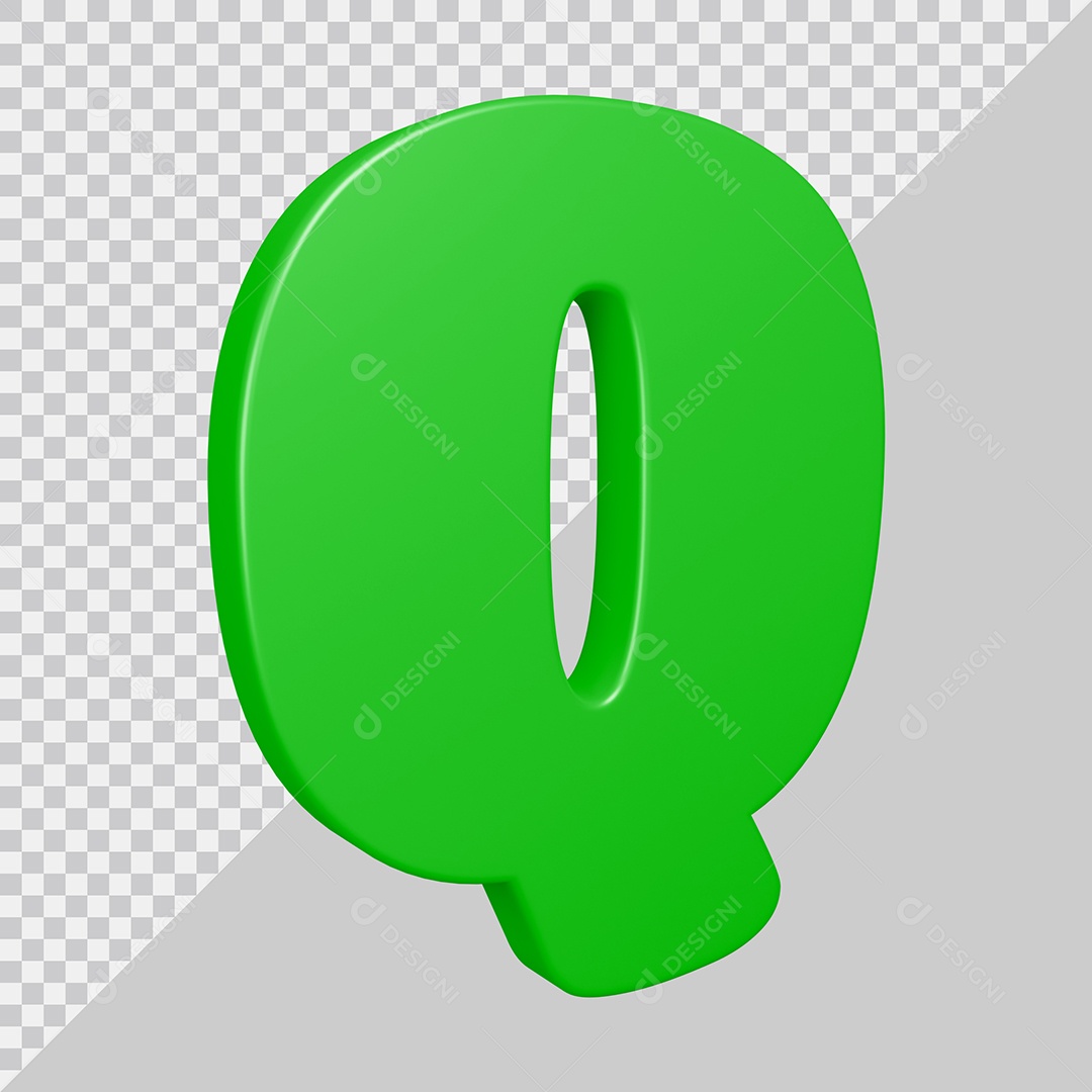 Elemento 3D Para Composição Letra Q Verde PSD