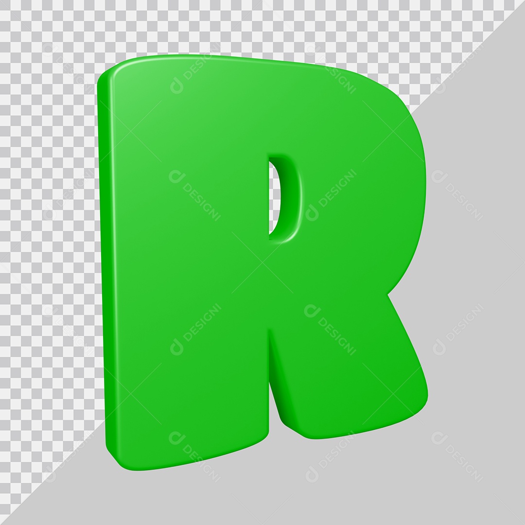 Elemento 3D Para Composição Letra R Verde PSD