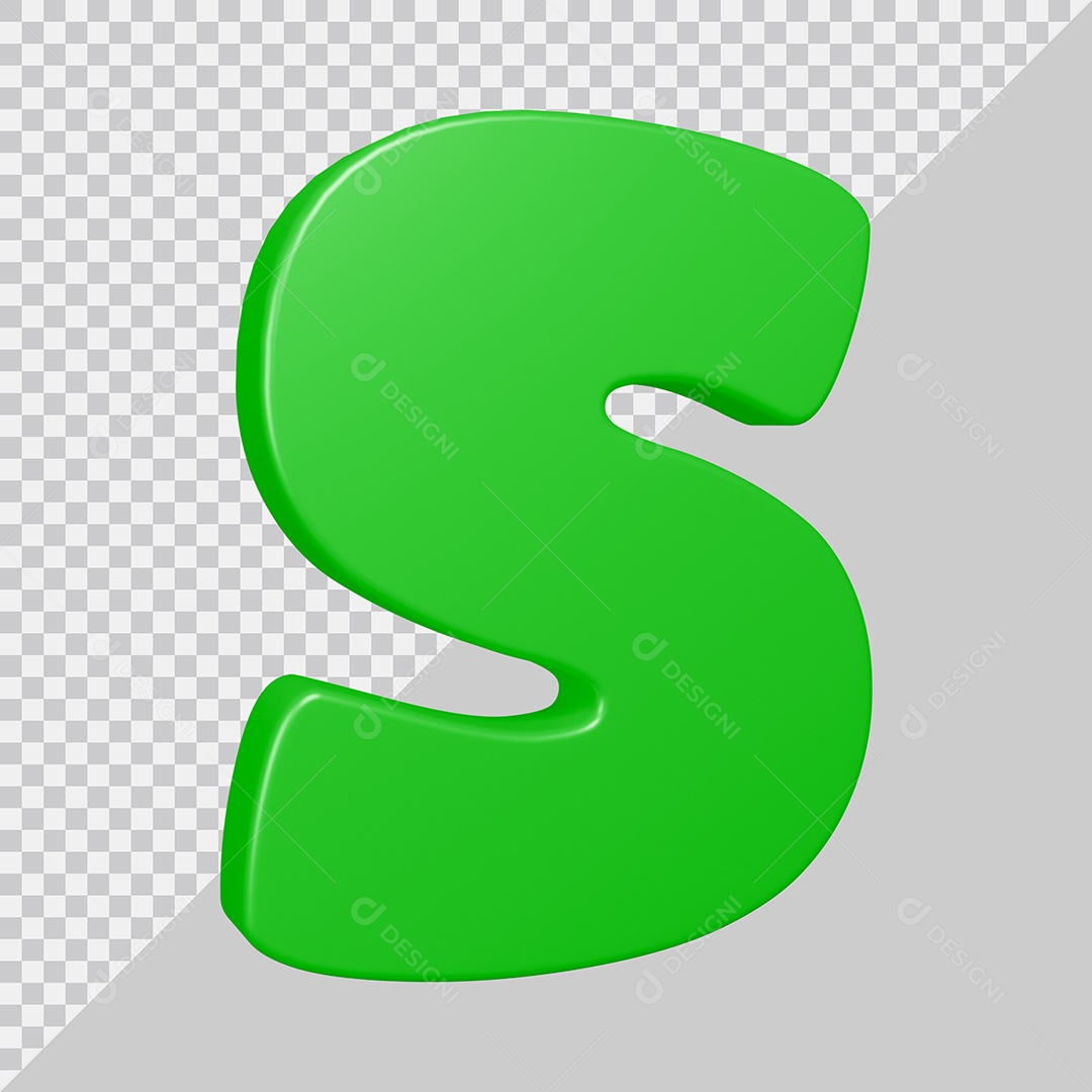 Elemento 3D Para Composição Letra S Verde PSD